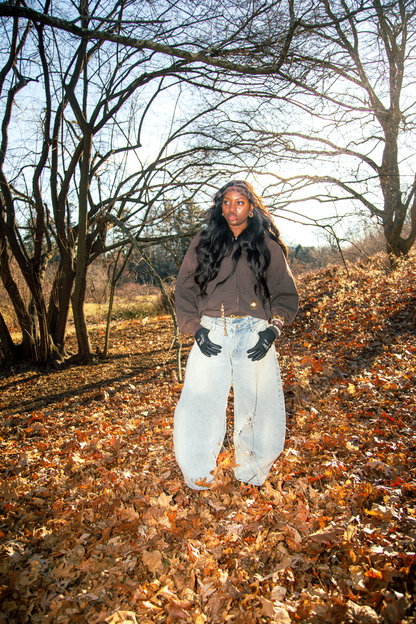 Brown Minimalist Zip-Up