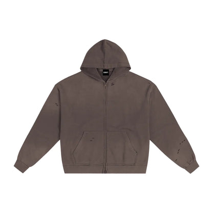 Brown Minimalist Zip-Up
