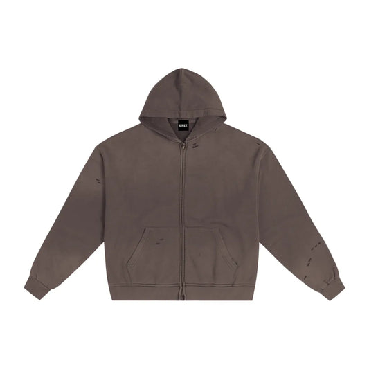 Brown Minimalist Zip-Up